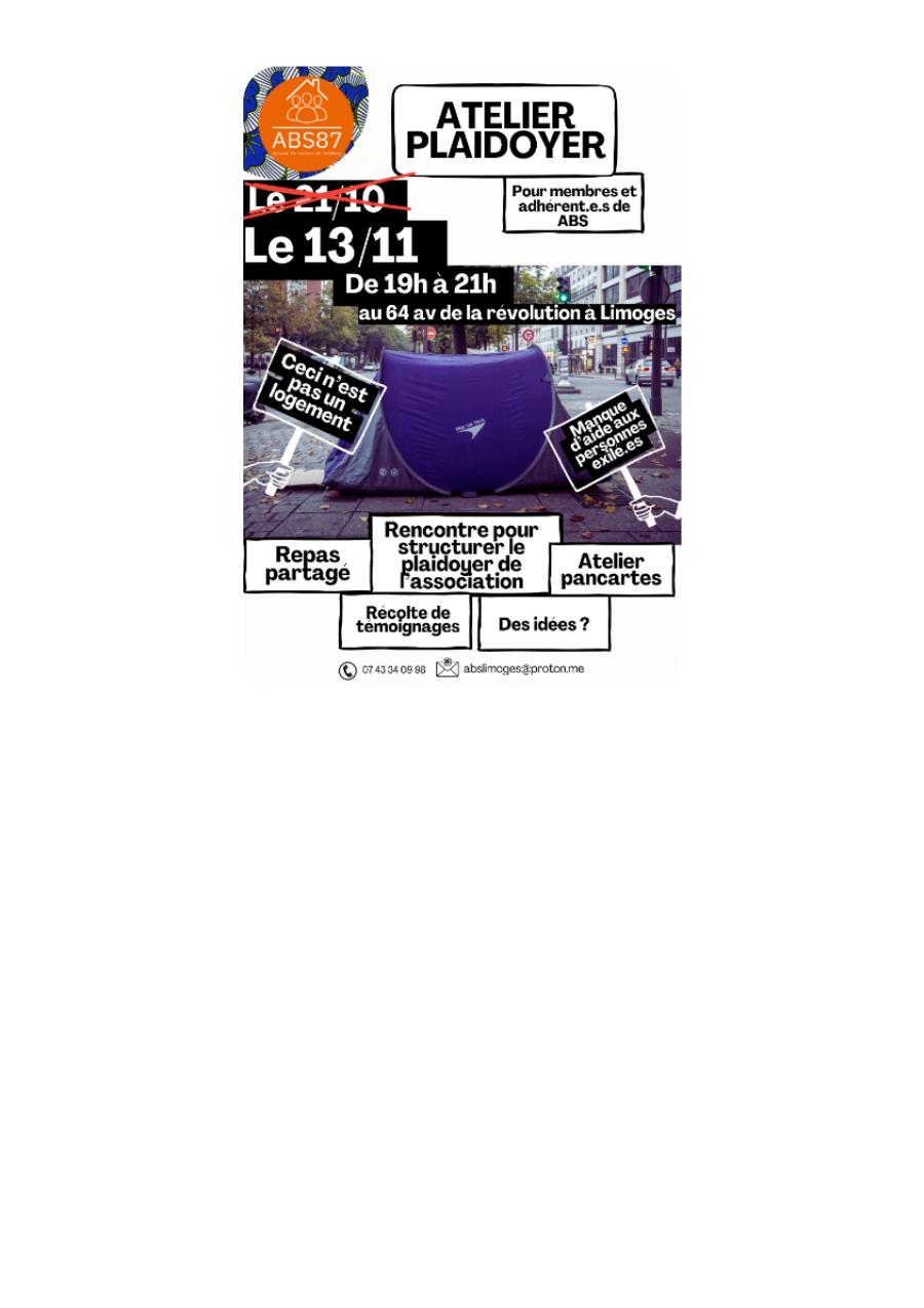 Affiche de l’atelier plaidoyer ABS 87